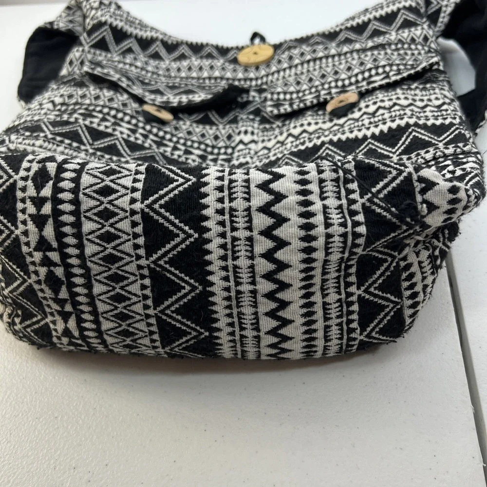 Tribe Azure Handcrafted Fair Trade Large Black 100% Cotton Hobo Hippie Boho Bag‎